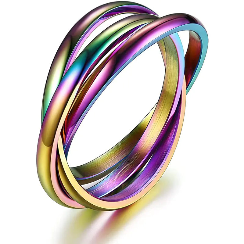 Three-Ring Rotating Anxiety Relief Jewelry for Couples