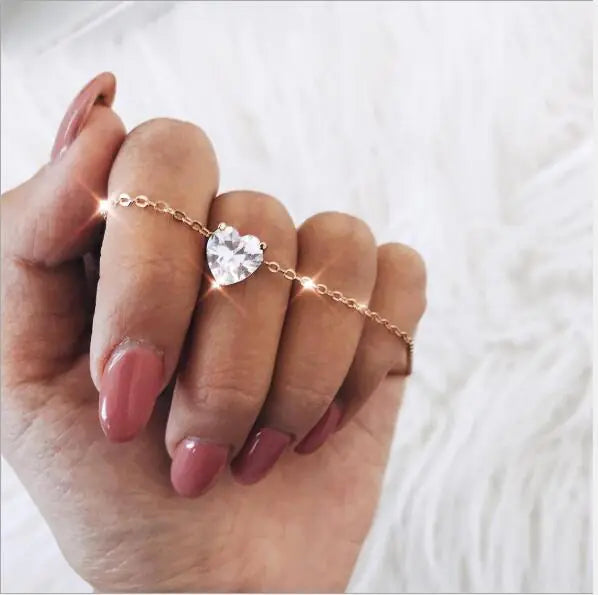 Zircon Heart Necklace with Love Design