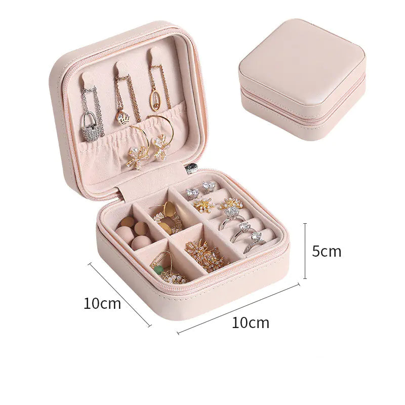 Portable Single-Layer PU Leather Jewelry Storage Box