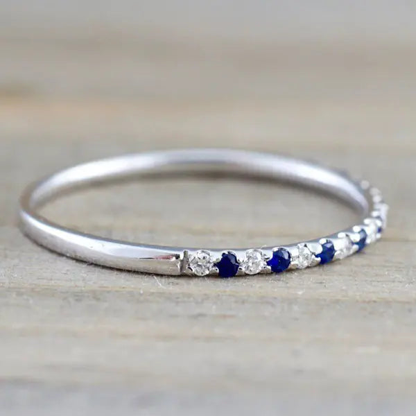 Sapphire Inlay Ring, Midi Ring, Jewelry
