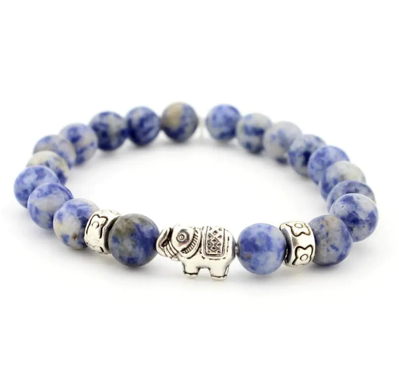 Lava Stone Bracelet, Natural Agate Elephant Bracelet
