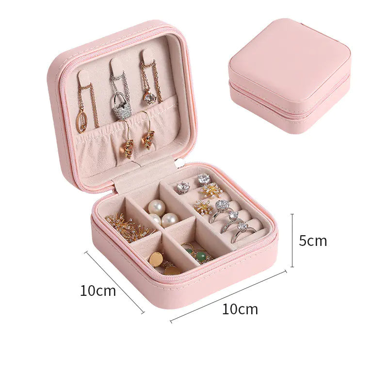 Portable Single-Layer PU Leather Jewelry Storage Box