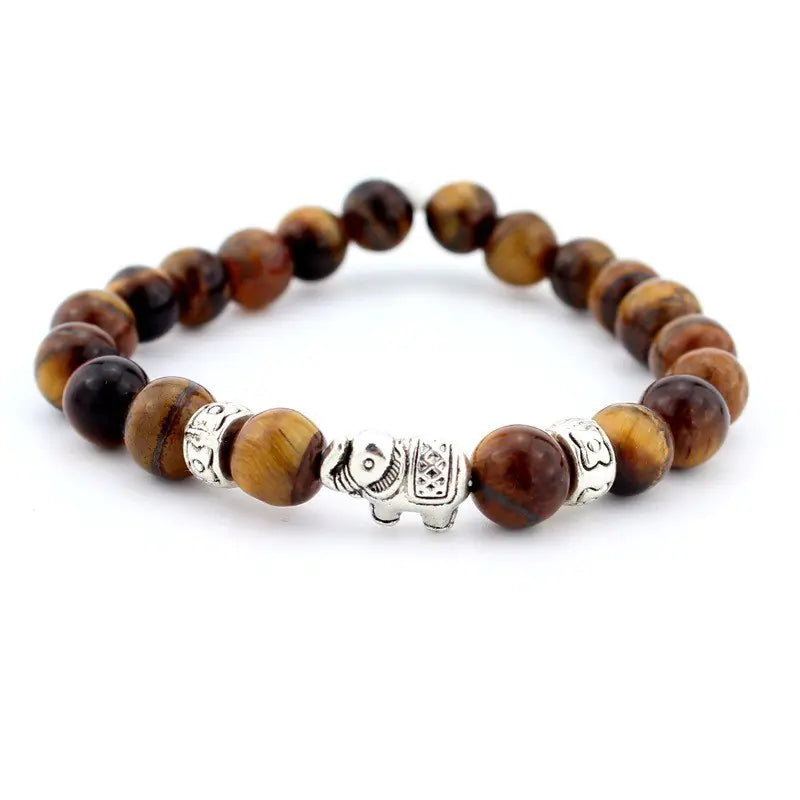 Lava Stone Bracelet, Natural Agate Elephant Bracelet