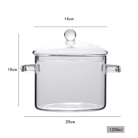 Mini Transparent Glass Soup Pot for Kitchen Cooking