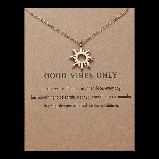 Sun Alloy Necklace on Paper Card - Sun Pendant Necklace