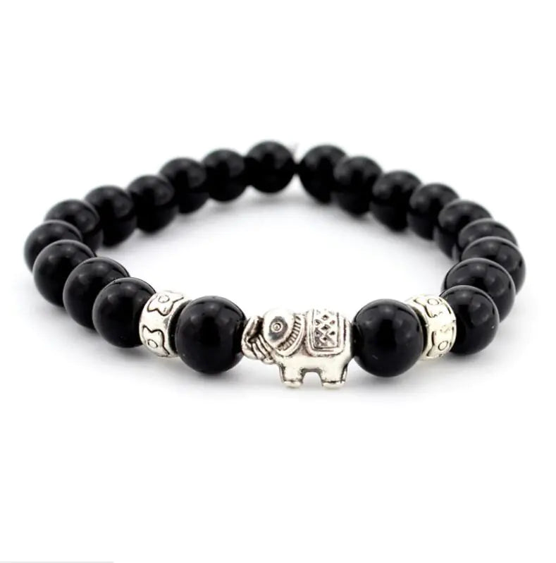 Lava Stone Bracelet, Natural Agate Elephant Bracelet
