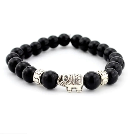 Lava Stone Bracelet, Natural Agate Elephant Bracelet