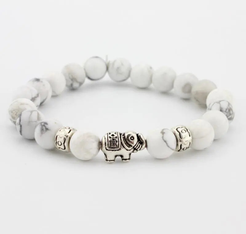 Lava Stone Bracelet, Natural Agate Elephant Bracelet