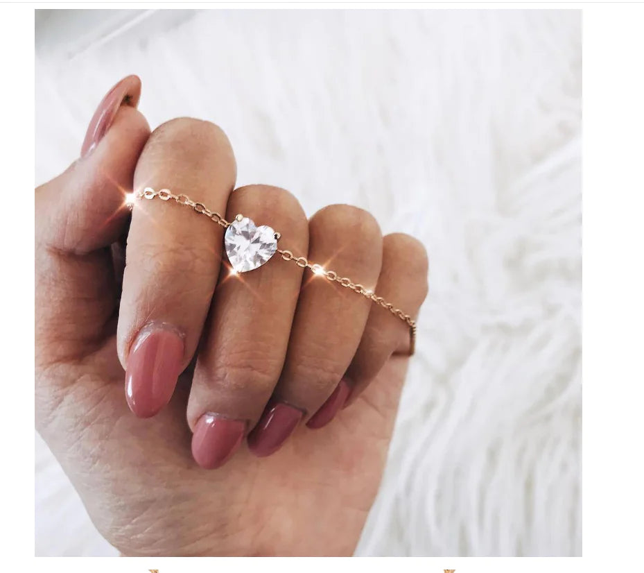 Zircon Heart Necklace with Love Design