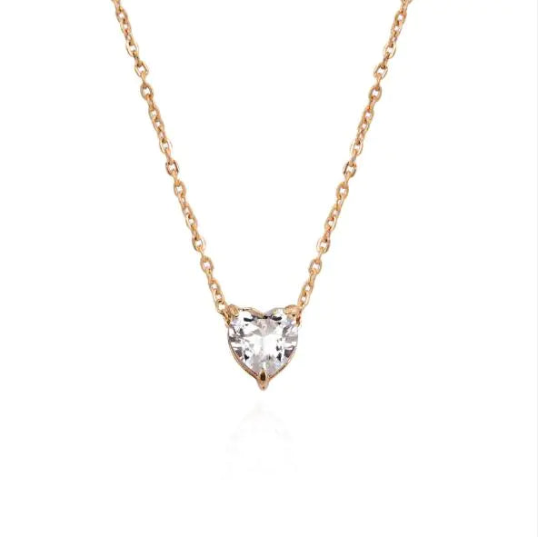 Zircon Heart Necklace with Love Design