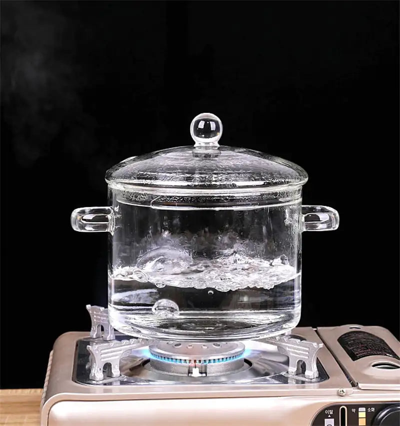 Mini Transparent Glass Soup Pot for Kitchen Cooking