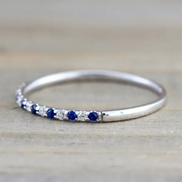Sapphire Inlay Ring, Midi Ring, Jewelry